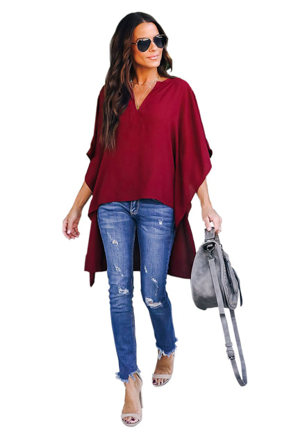 Fiery Red Chic High Low Kimono Top - LA Grand