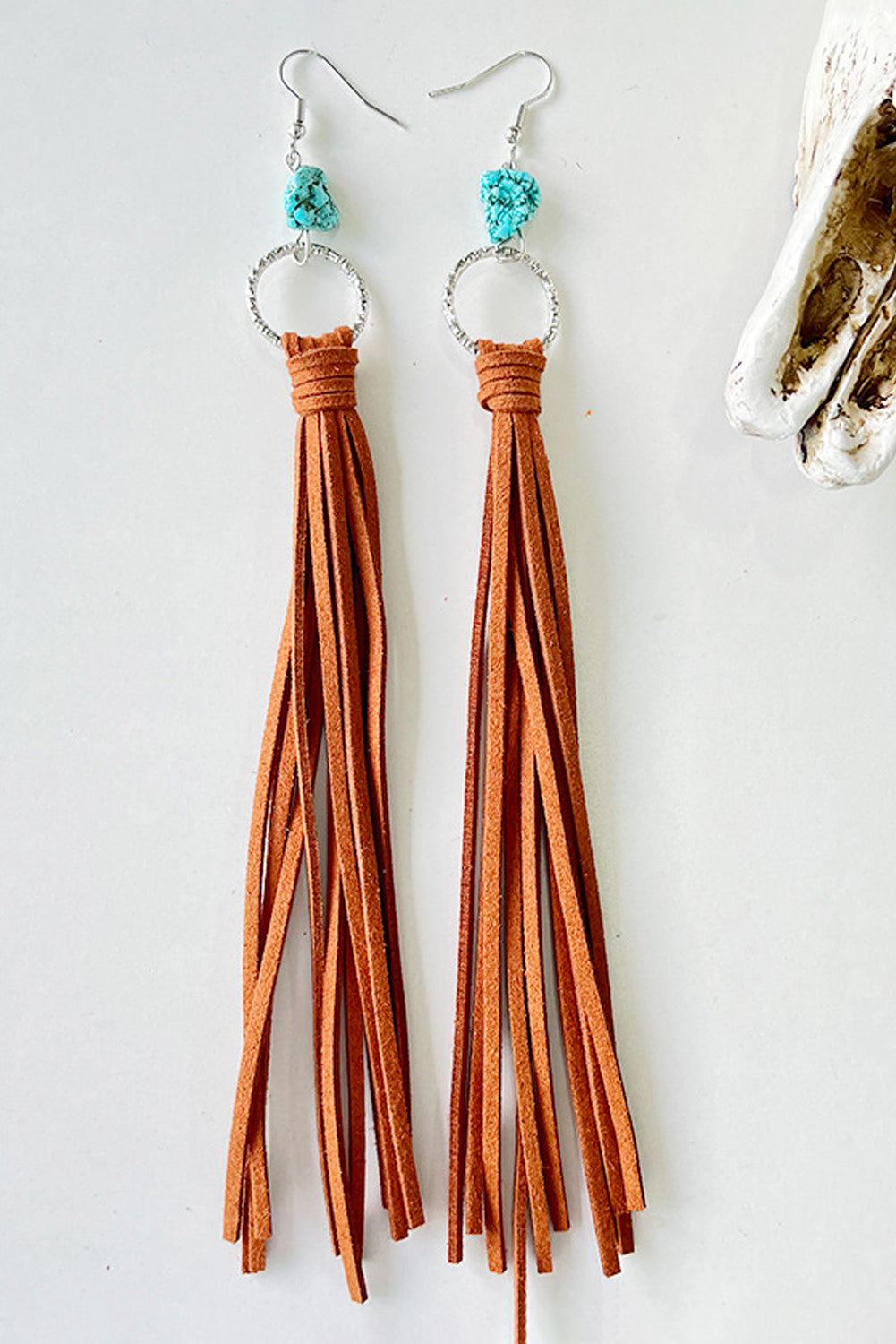 Chestnut Western Turquoise O-ring Tassel Earrings - LA Grand