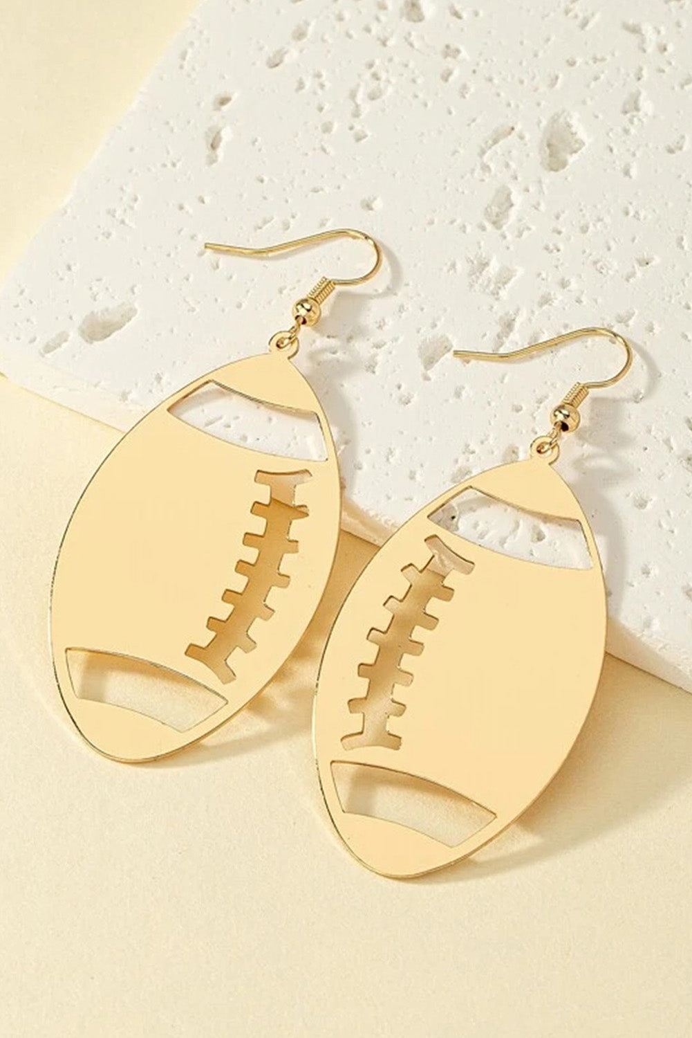 Gold Alloy Rugby Pendant Earrings - LA Grand