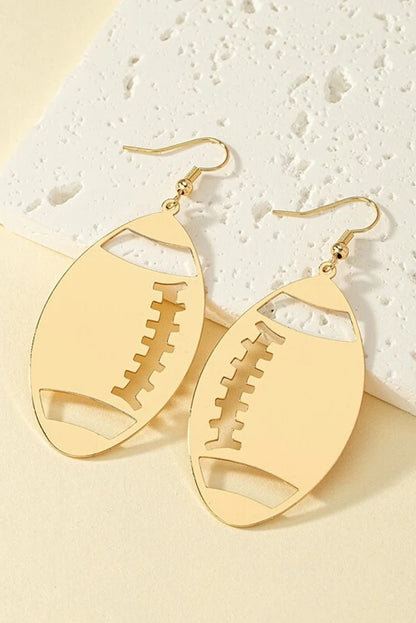 Gold Alloy Rugby Pendant Earrings - LA Grand