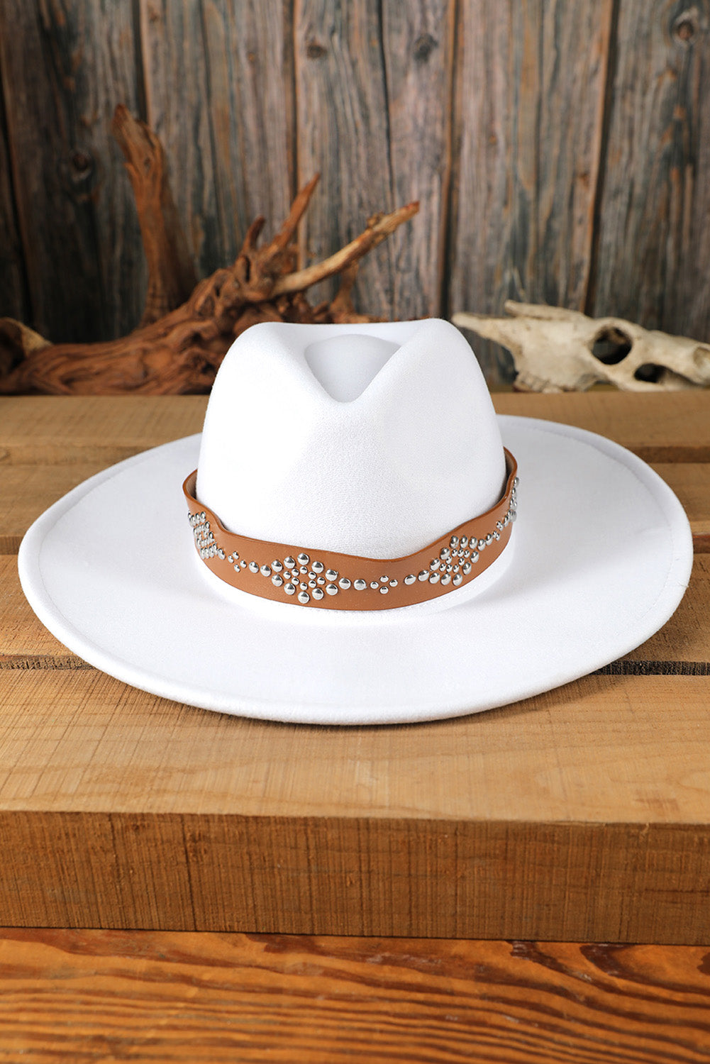 White Studded Wide Brim Panama Hat - LA Grand