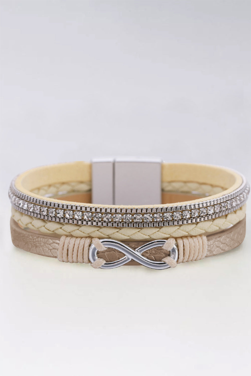 Apricot Infinity Rhinestone Magnetic Buckle Bracelet - LA Grand