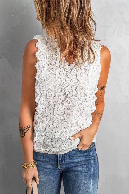 Pink Lace V Neck Tank Top - LA Grand