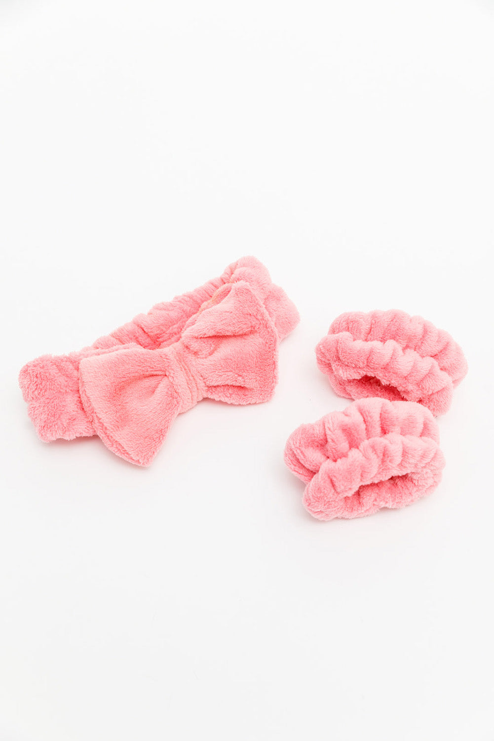 Bright Pink Cute Flannel Bow Headband Set - LA Grand