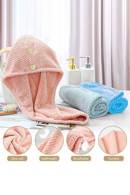 Pink Super-Absorbent Quick Drying Microfiber Hair Towel - LA Grand