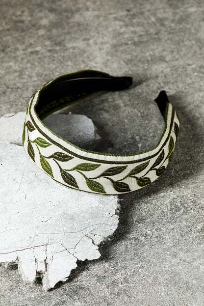 Grass Green Leafy Embroidered Headband - LA Grand