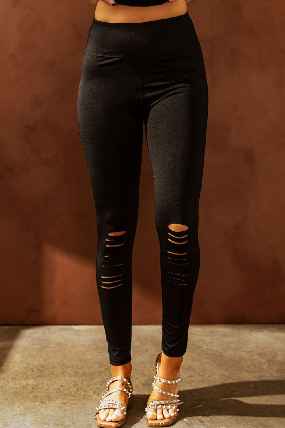 Black Cut-out Skinny High Waist Leggings - LA Grand