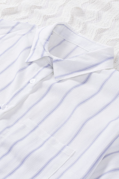 Blue Pocketed Striped Shirt - LA Grand