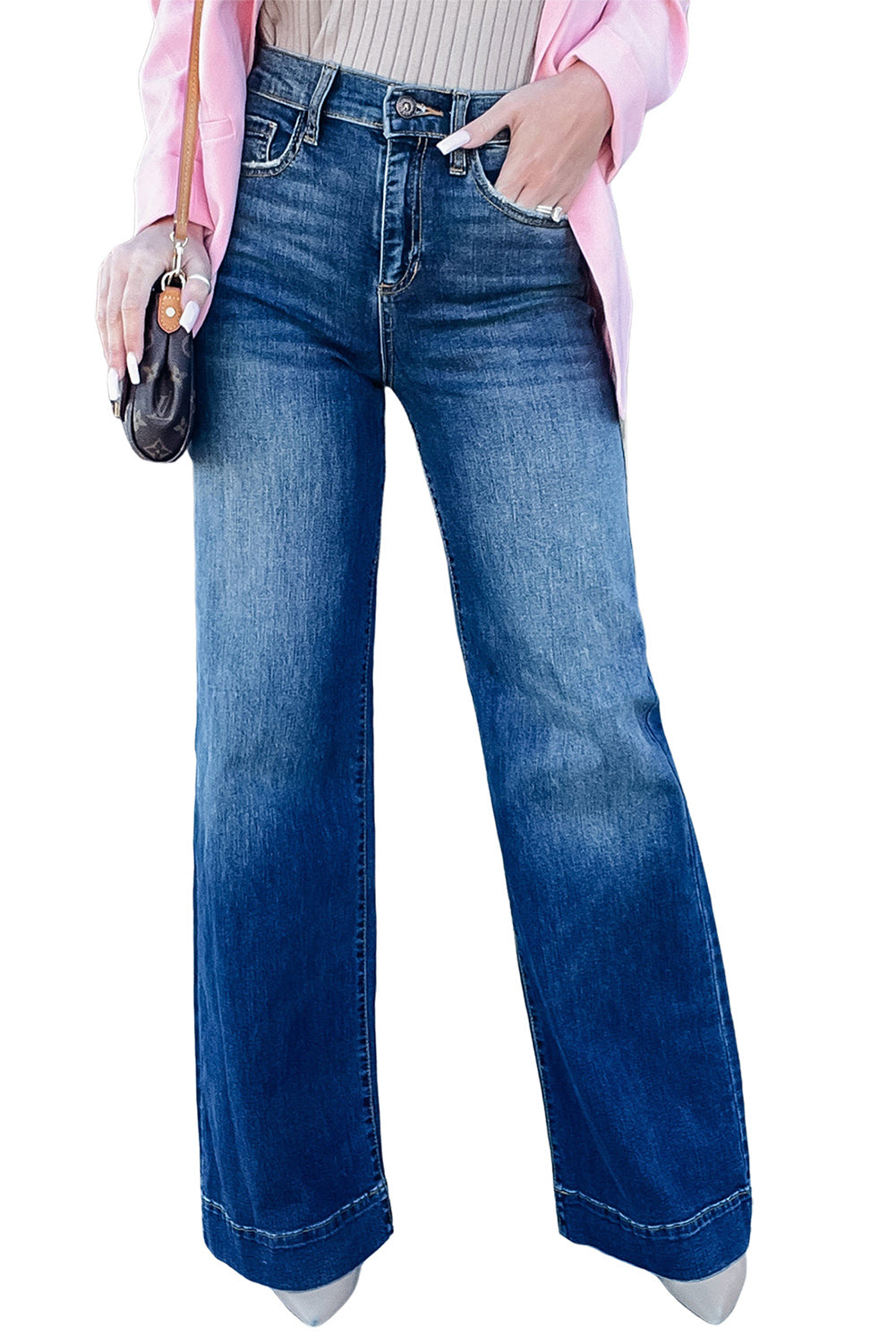 Blue High Rise Wide Leg Jeans - LA Grand