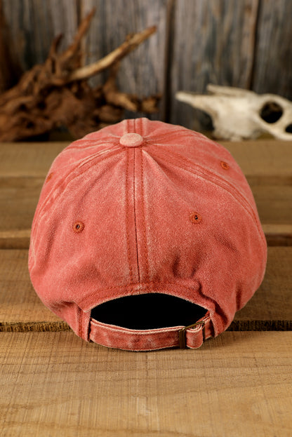 Orange Letter Embroidery Washed Baseball Hat - LA Grand