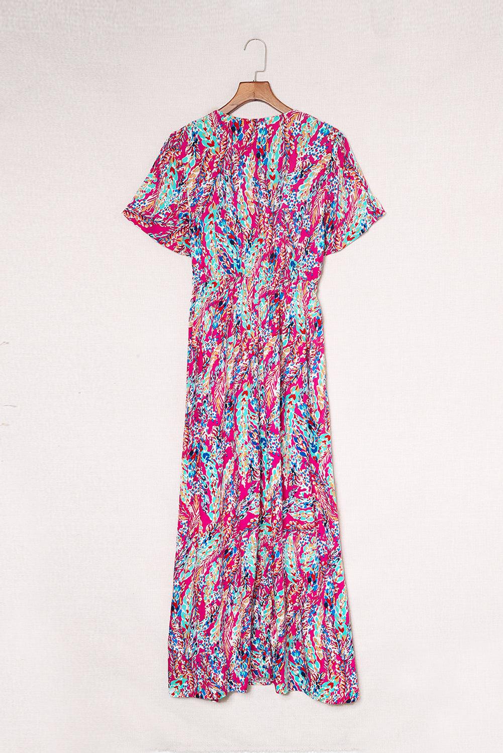 Wrap V Neck Floral Maxi Dress - LA Grand