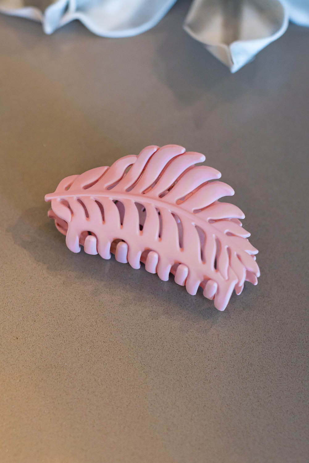 Pink Tropical Leaf Frosted Hair Claw Clip - LA Grand