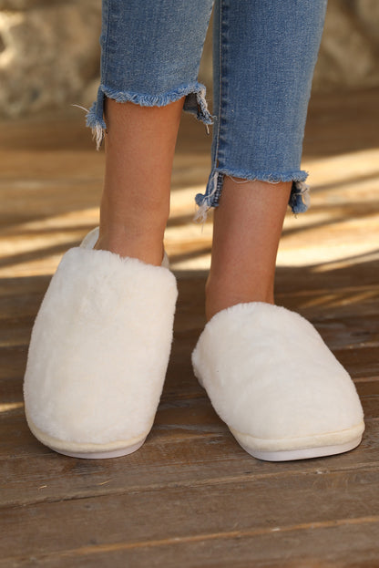 White Fuzzy Winter Home Slippers - LA Grand