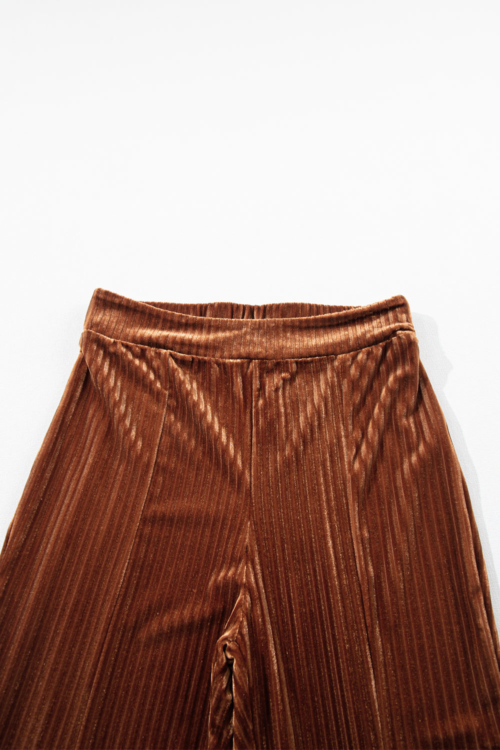 Chestnut Solid Color High Waist Flare Corduroy Pants - LA Grand