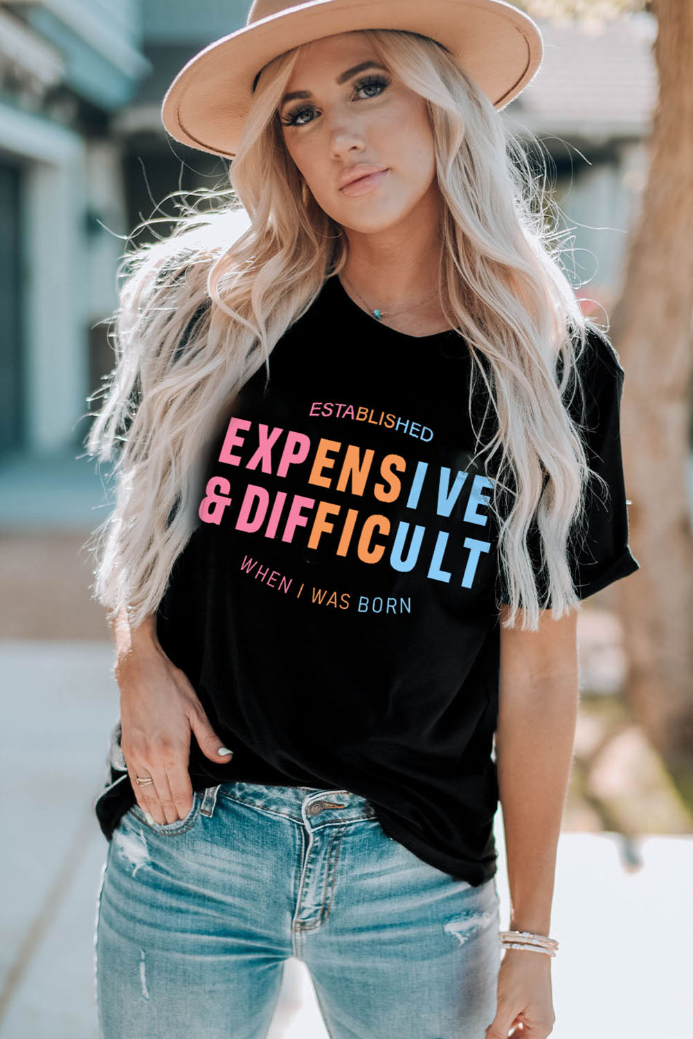 Black EXPENSIVE&DIFFICULT Graphic Tee - LA Grand