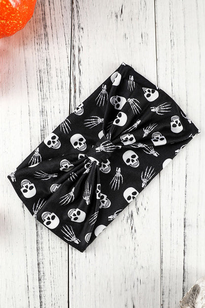 Black Halloween Theme Printed Bowknot Headband - LA Grand