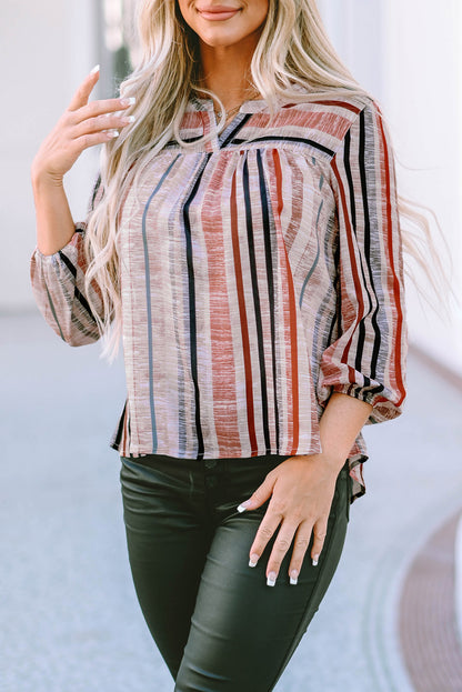 Multicolor Striped 3/4 Sleeve Blouse - LA Grand