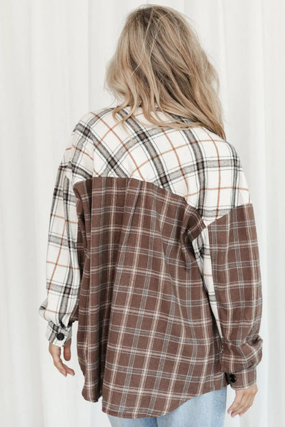 Brown Mixed Plaid Soft Oversized Shirt - LA Grand