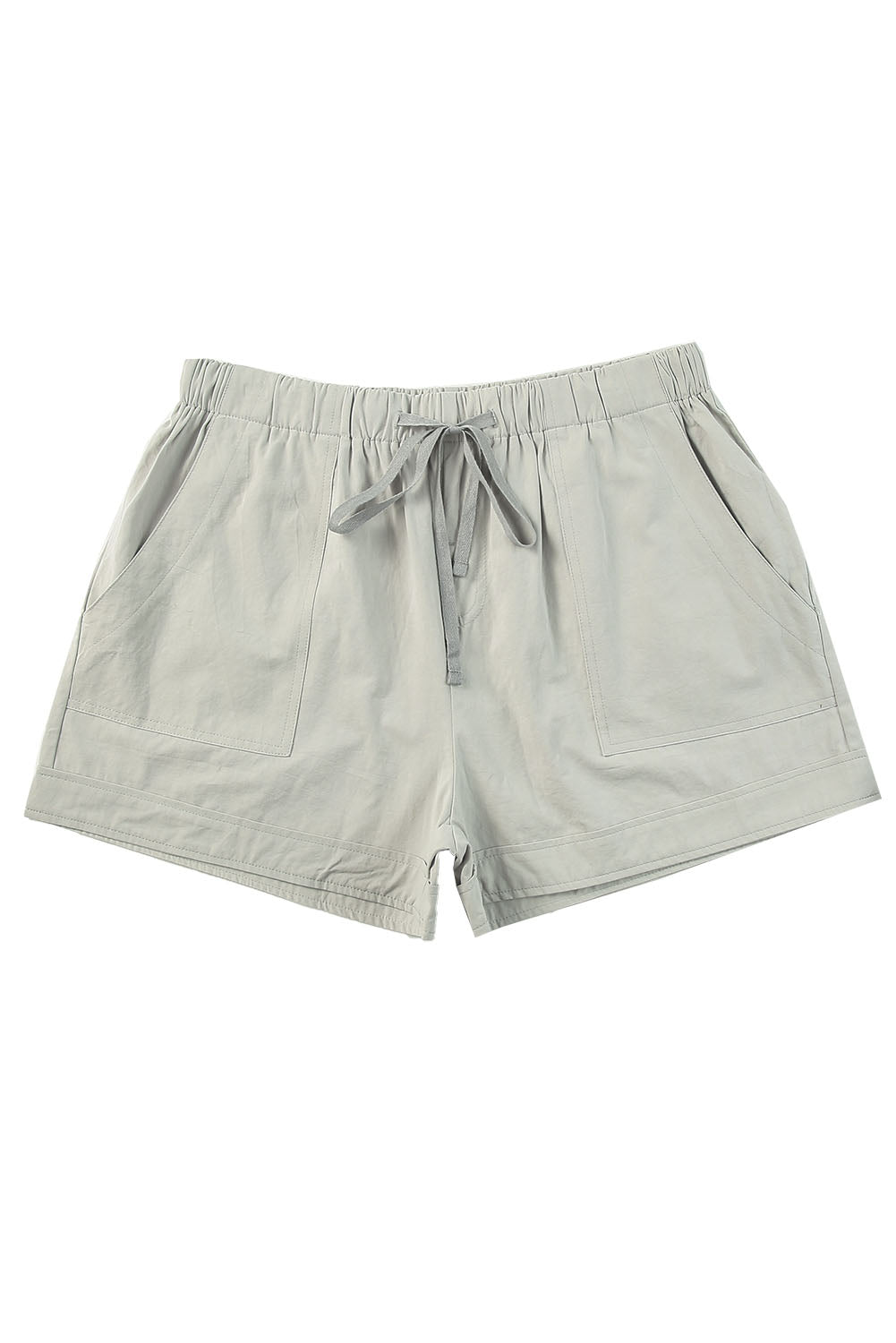 Green Gray Black/Fiery Red/Blue/Green/Gray/Apricot Elastic Waist Drawstring Pocket Shorts - LA Grand