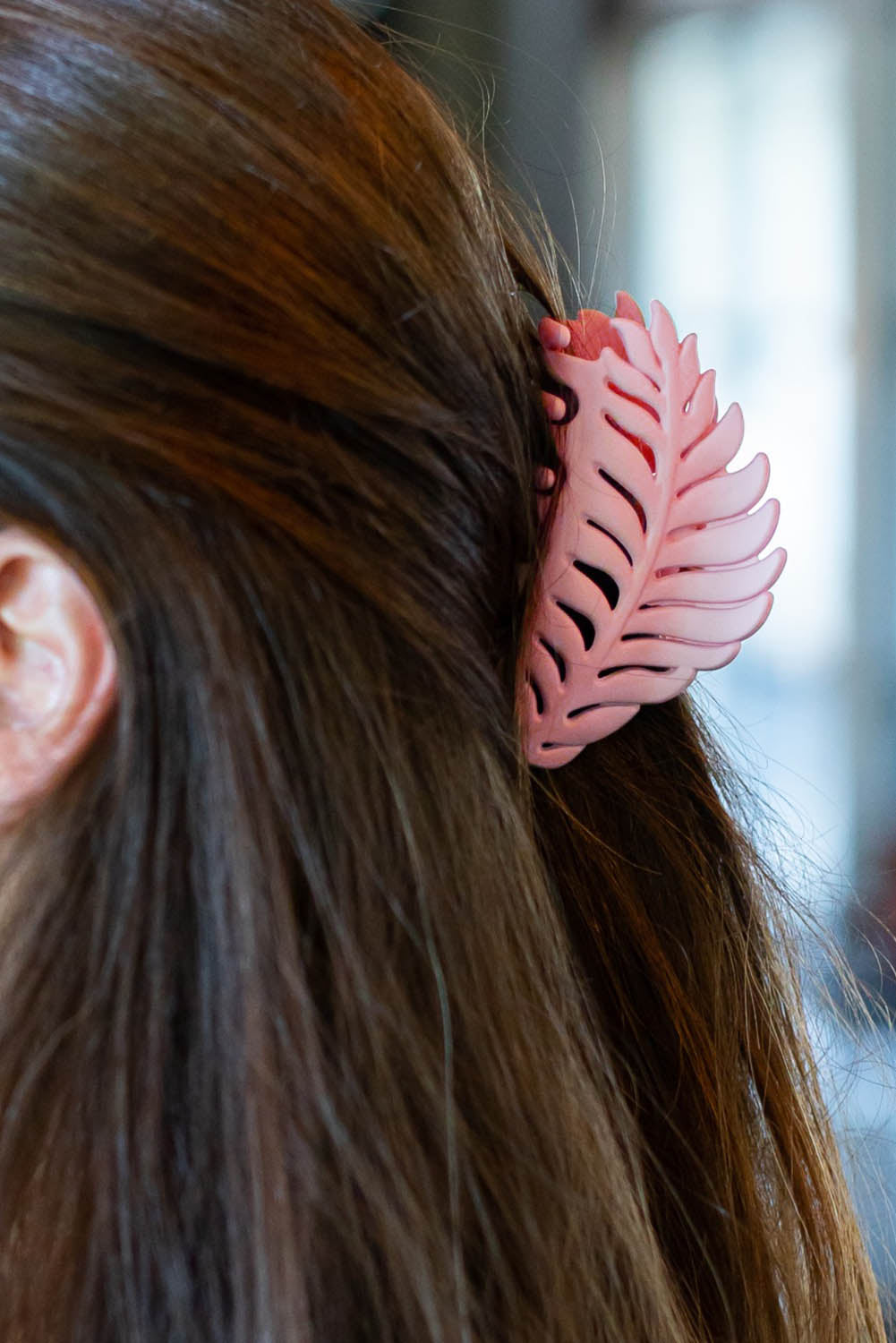 Pink Tropical Leaf Frosted Hair Claw Clip - LA Grand