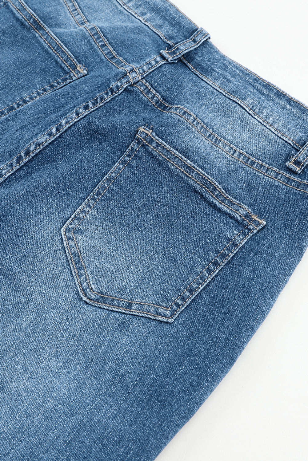 Blue High Waist Seam Stitching Pocket Flare Jeans - LA Grand