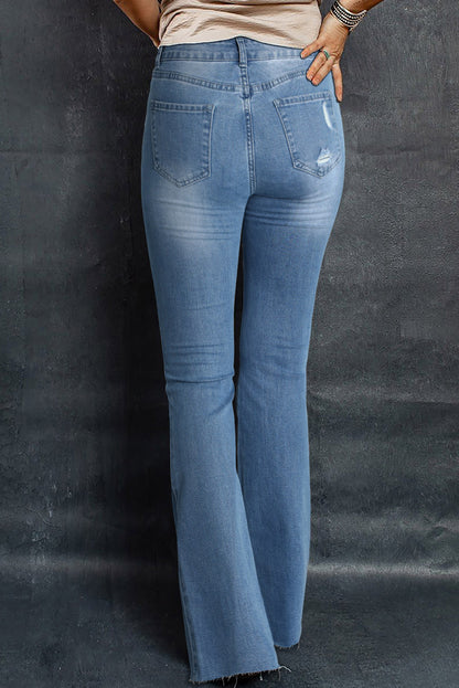 Dark Wash Mid Rise Flare Jeans - LA Grand