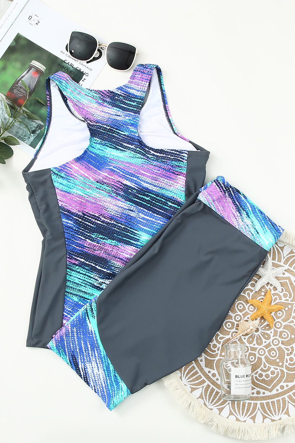 Sleeveless Top and Cropped Pants Two Piece Unitard Swimsuit - LA Grand