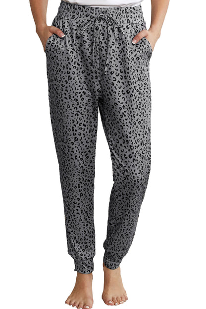 Black Breezy Leopard Joggers - LA Grand