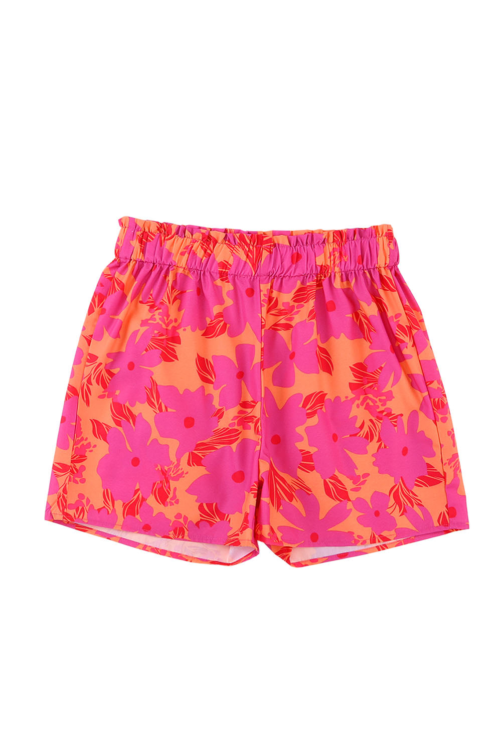 Pink Floral Print Smocked Waist Shorts - LA Grand