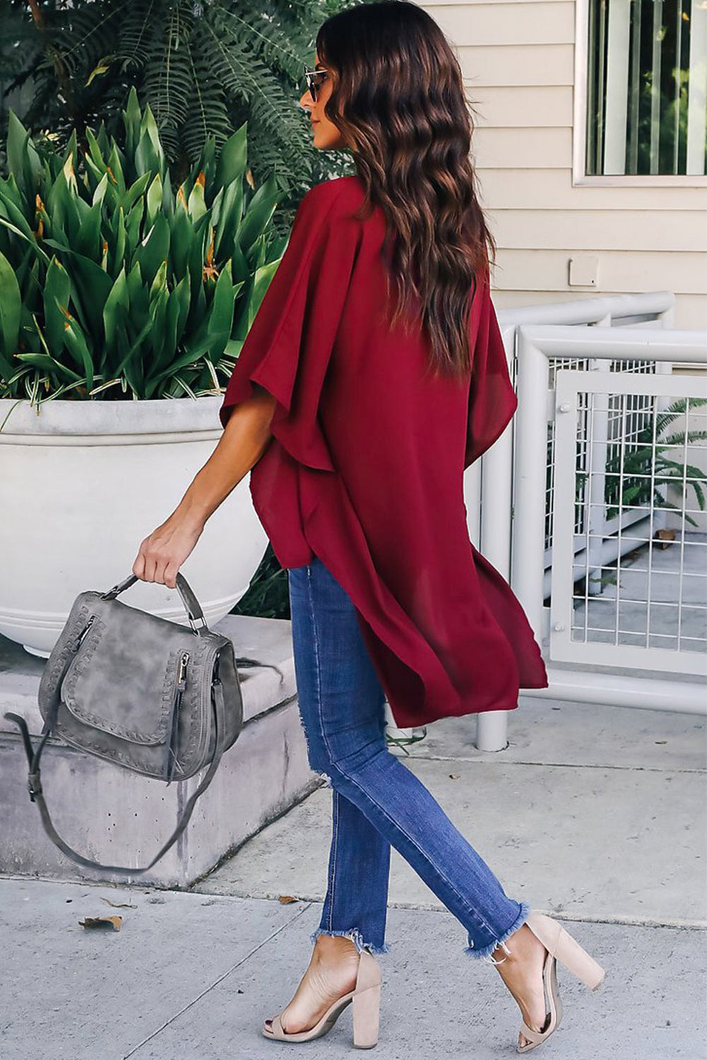 Fiery Red Chic High Low Kimono Top - LA Grand