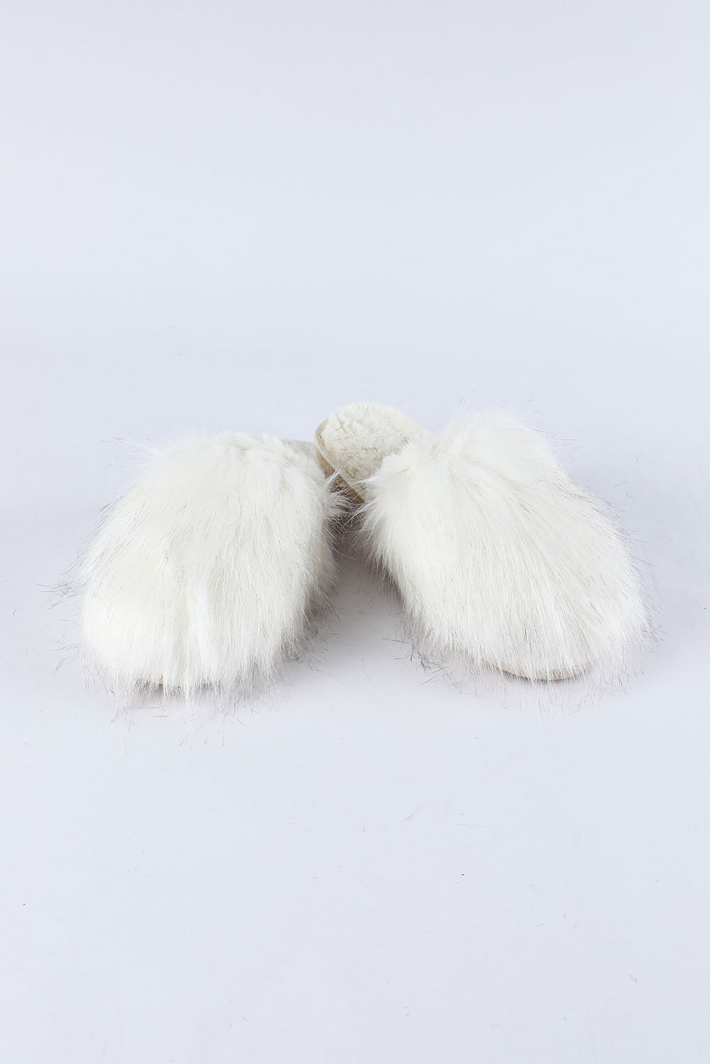 White Fuzzy Round Toe Home Slippers - LA Grand