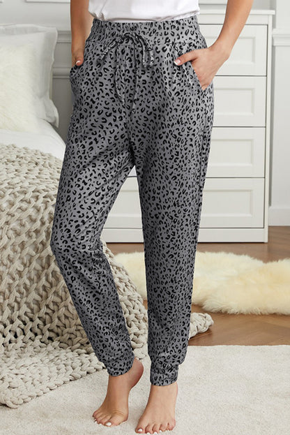 Black Breezy Leopard Joggers - LA Grand