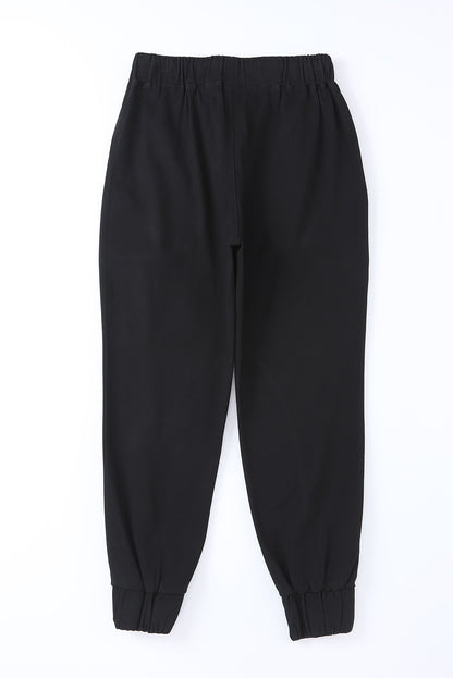 Black High Waist Drawstring Pocketed Pants - LA Grand