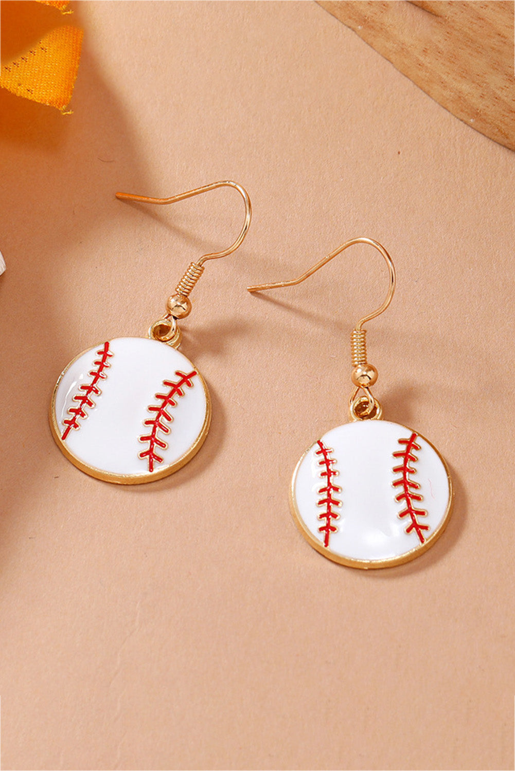 Gold Alloy Baseball Earrings - LA Grand