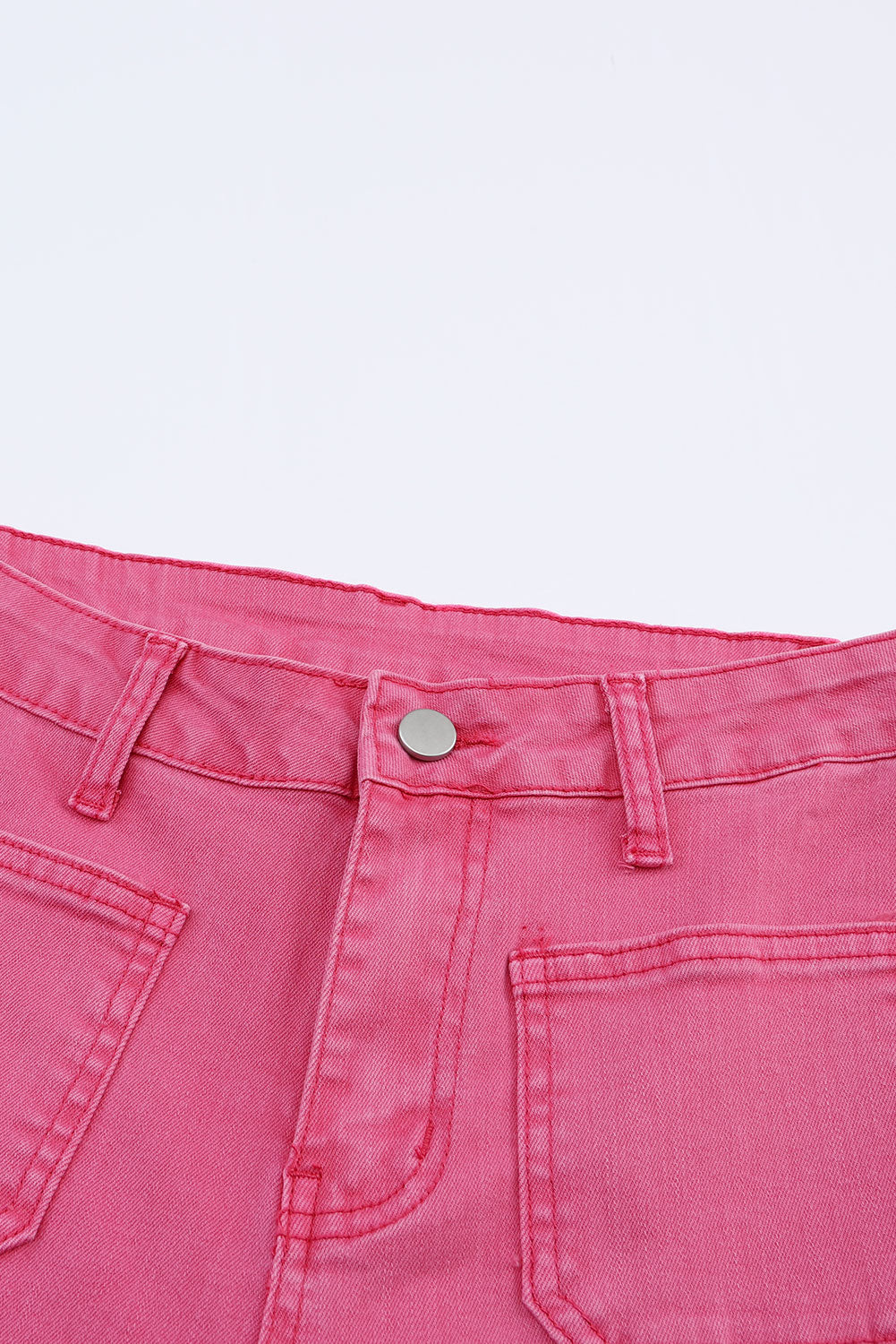 Pink Ankle-length Flare Leg Raw Hem Jeans - LA Grand