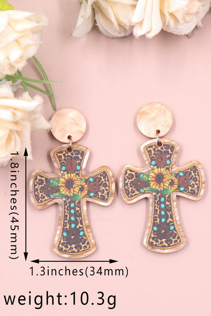 Multicolour Cross Sunflower Western Fashion Acrylic Earrings - LA Grand