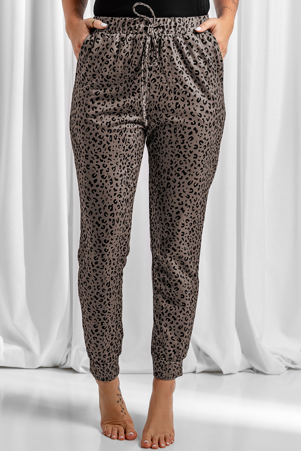 Black Breezy Leopard Joggers - LA Grand