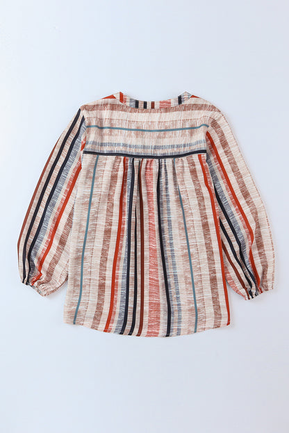 Multicolor Striped 3/4 Sleeve Blouse - LA Grand