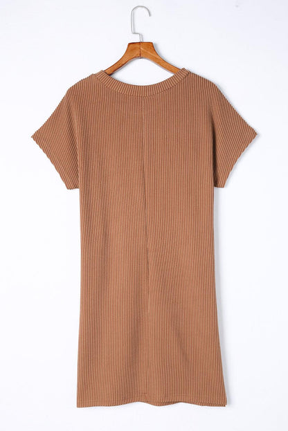 Azure Stripes Ribbed Knit Tee Dress - LA Grand