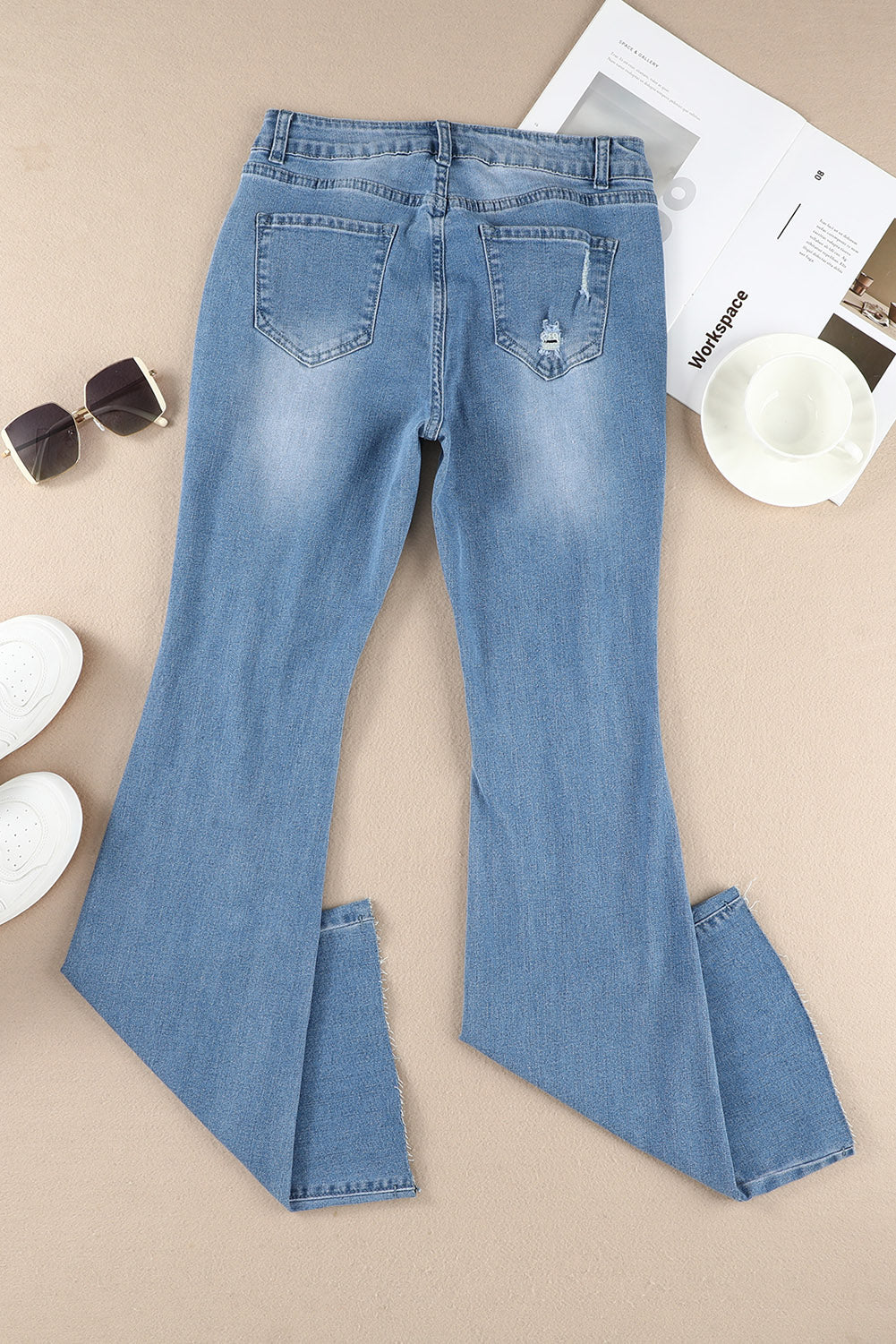 Dark Wash Mid Rise Flare Jeans - LA Grand