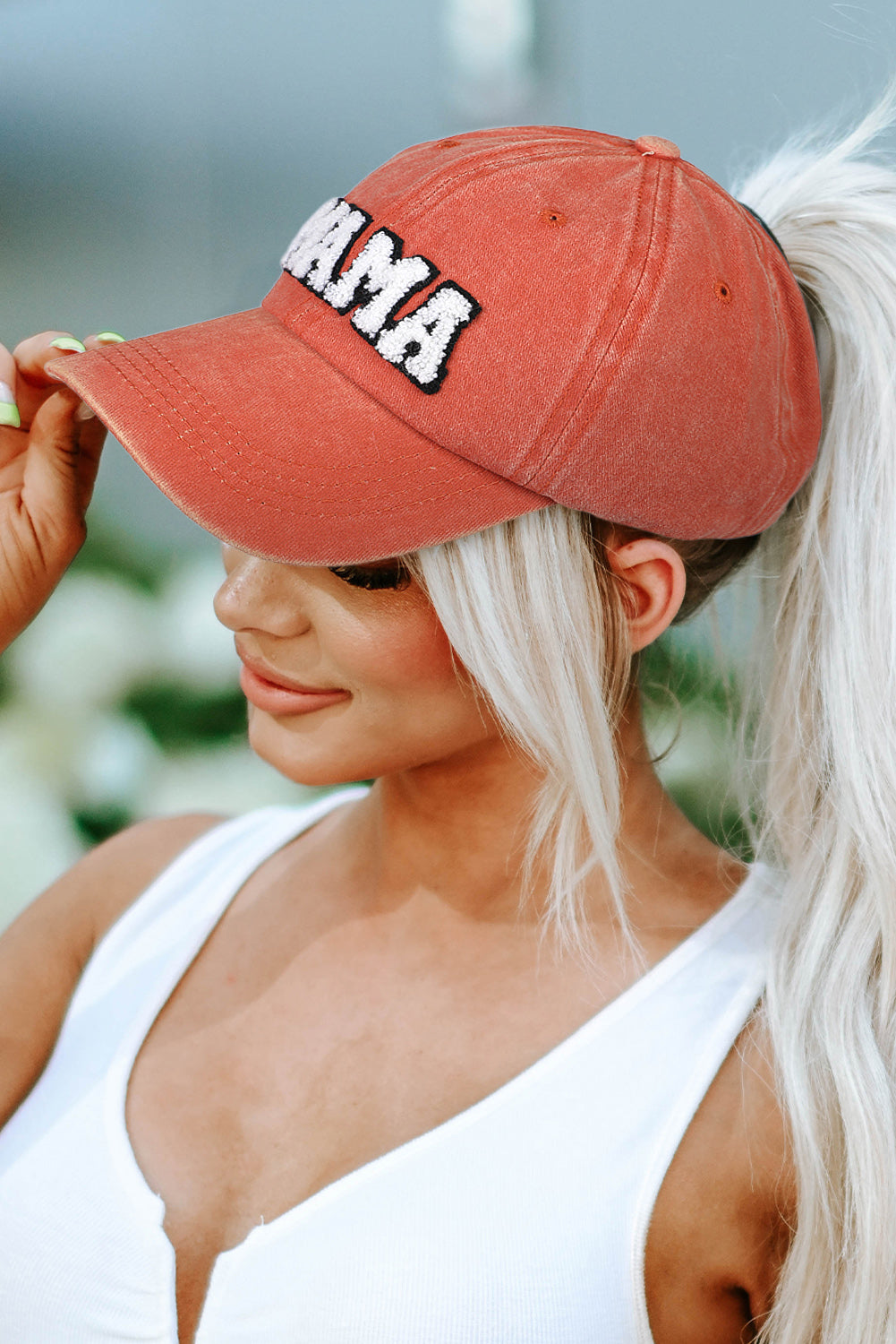 Orange Letter Embroidery Washed Baseball Hat - LA Grand