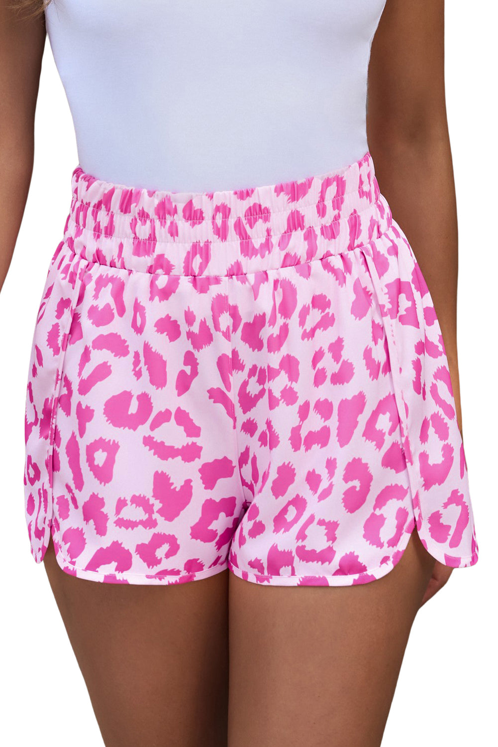 Pink Leopard High Waisted Athletic Shorts - LA Grand