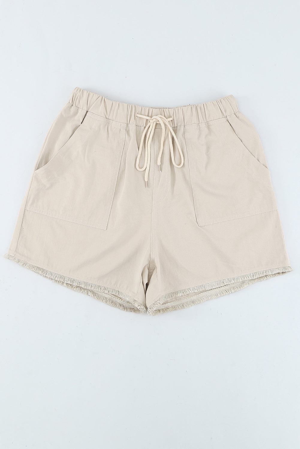 Black Raw Hem Pocketed Drawstring Casual Shorts - LA Grand