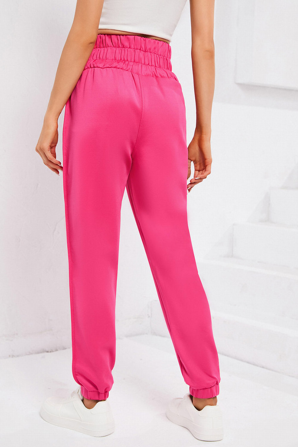 Rose Smocked Waist Jogger Pants - LA Grand