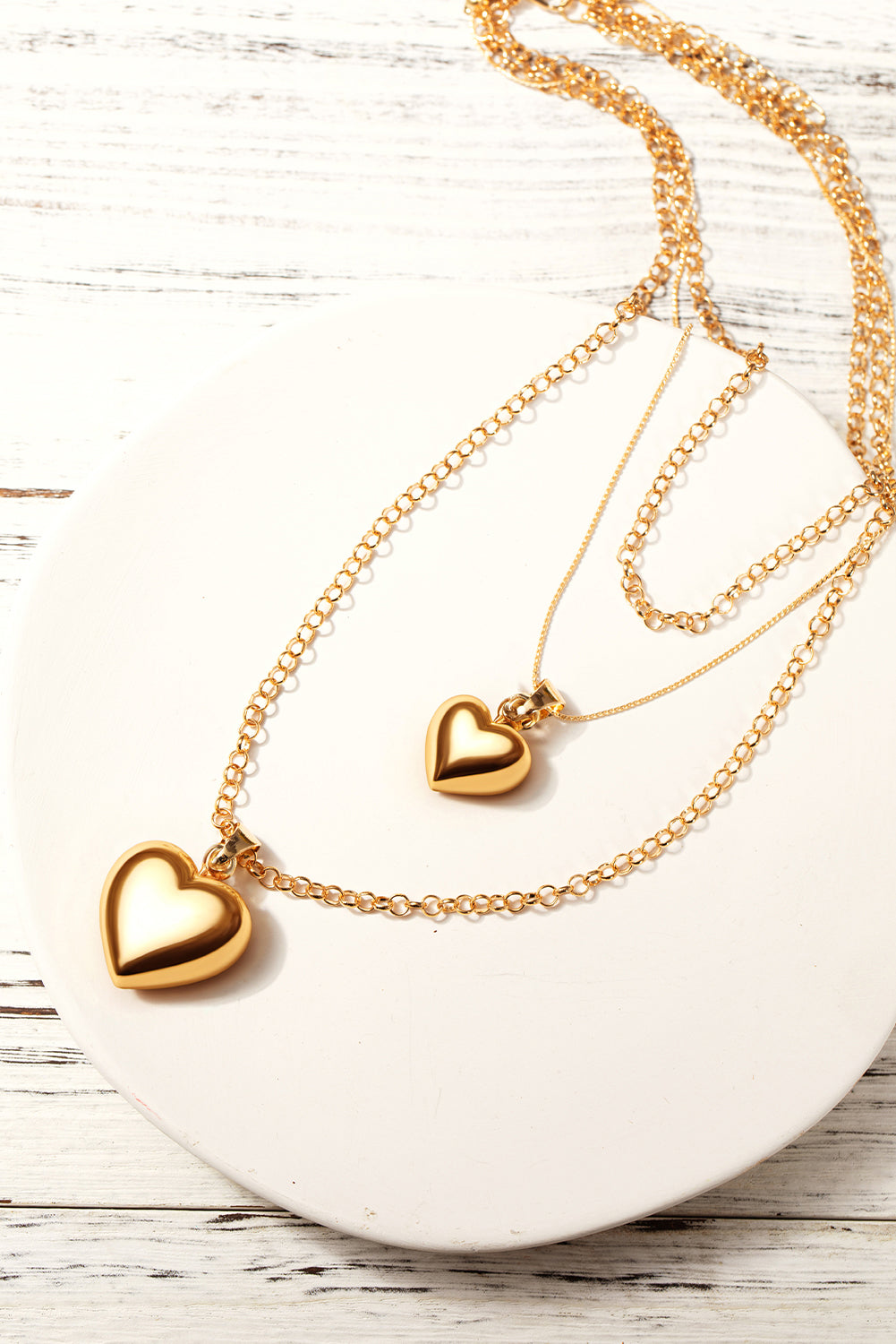 Gold Multilayer Heart Shape Pendant Valentine Necklace - LA Grand