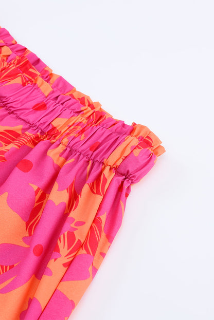 Pink Floral Print Smocked Waist Shorts - LA Grand