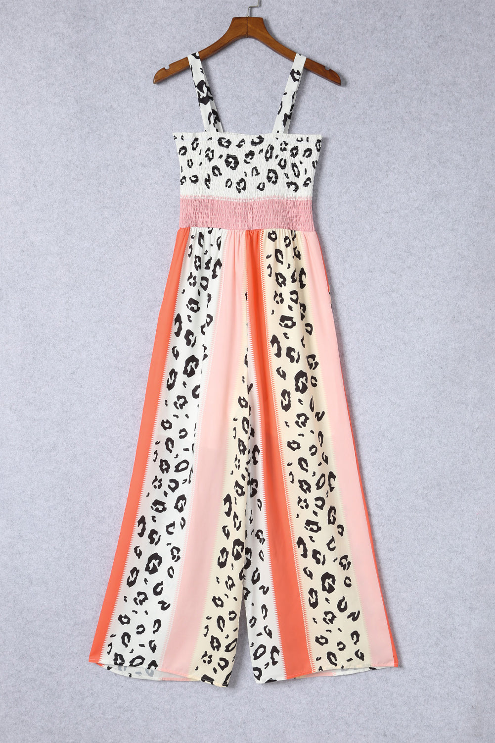 Pink Leopard Color Block Mix Print Pocketed Jumpsuit - LA Grand