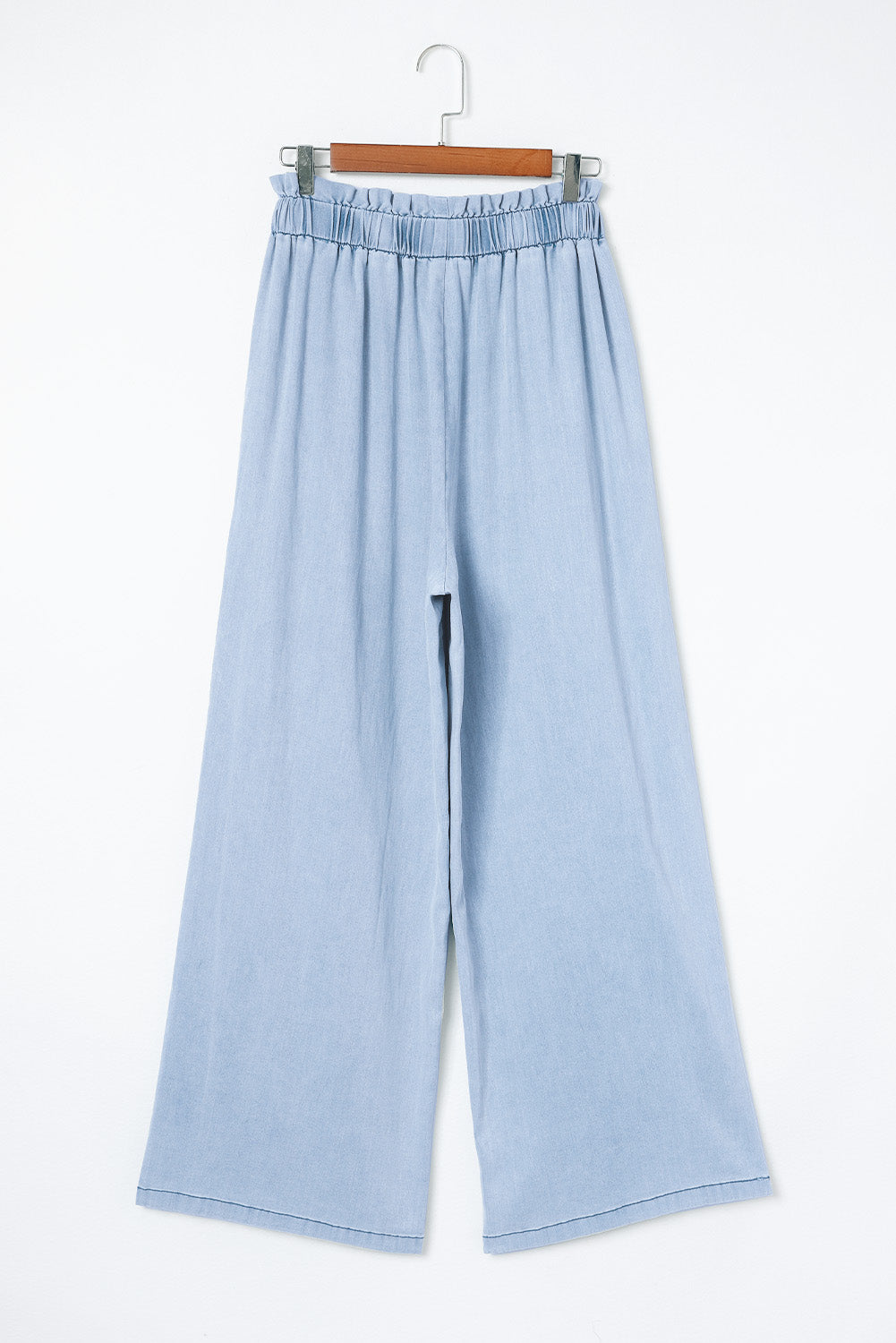 Sky Blue High Waist Pocketed Wide Leg Tencel Jeans - LA Grand