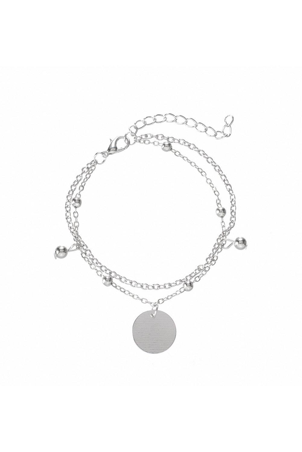 Multilayer Chain Disc Tassel Pendant Silvery Bracelet Set - LA Grand