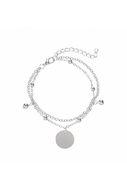 Multilayer Chain Disc Tassel Pendant Silvery Bracelet Set - LA Grand